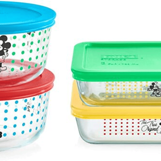 Tuppers Refractarios Contenedores Pyrex Decorados 8 piezas