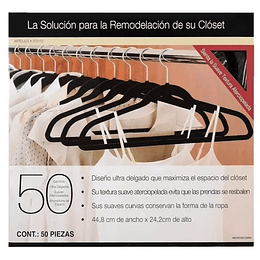 Cohesion Products Set de 50 ganchos de ropa con terciopelo negro