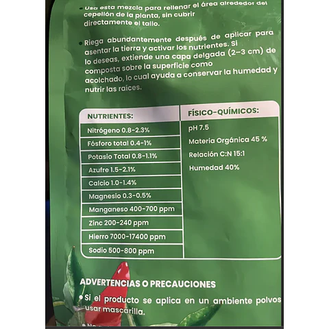 Fertilizante Orgánico Composta Koolterra Mejorador de Suelos y Plantas 