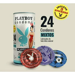 24 Pack Condones Playboy Playpack Ed. Limit Extralubricantes