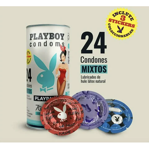 24 Pack Condones Playboy Playpack Ed. Limit Extralubricantes