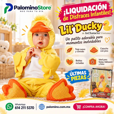Disfraz Patito Lil Ducky Niño Ultima Pieza 18 a 24 Meses