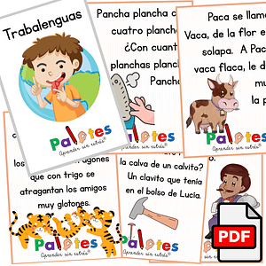 Fichas de lectura de trabalenguas + libro para pintar. PDF