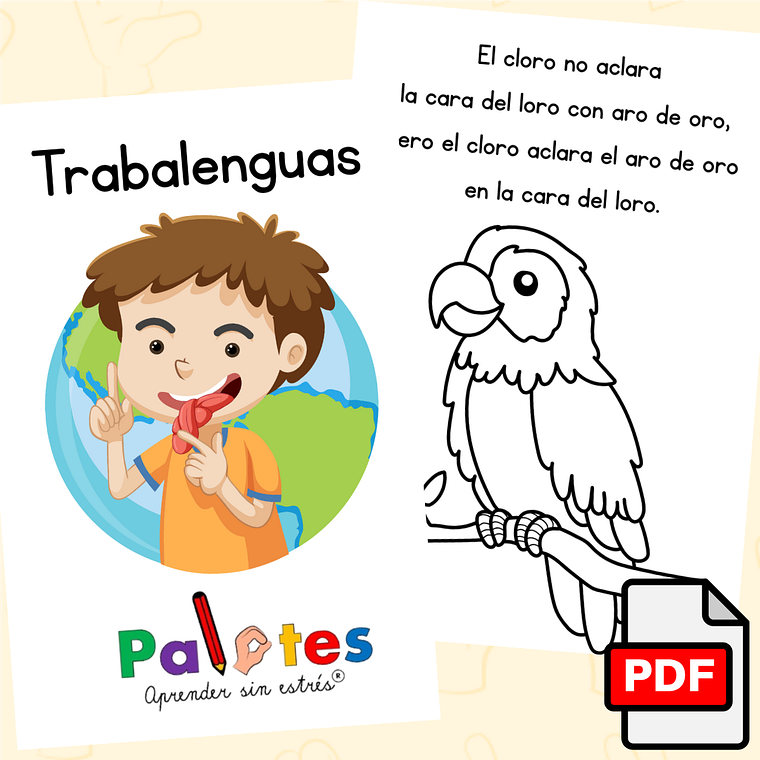Fichas de lectura de trabalenguas + libro para pintar. PDF 2