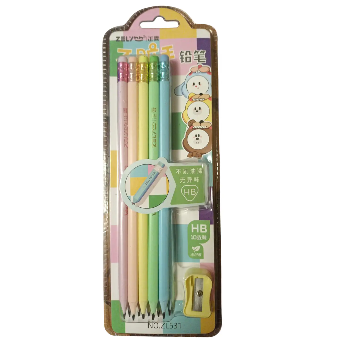 Set de Lápices Grafito Pastel HB con Sacapuntas 1