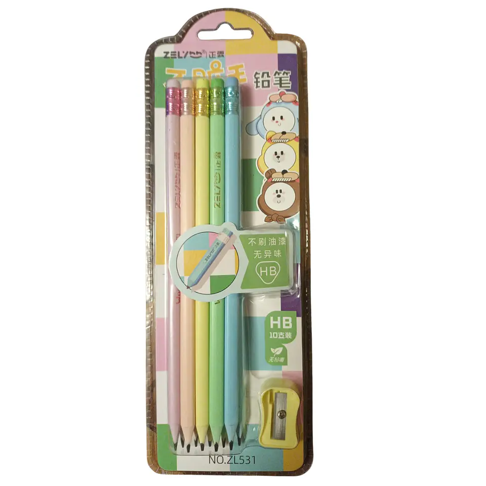 Set de Lápices Grafito Pastel HB con Sacapuntas 1
