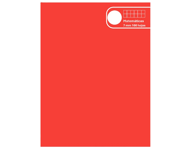 Cuaderno college cuadro 7mm (cuadro grande) 100 HOJAS - Rojo