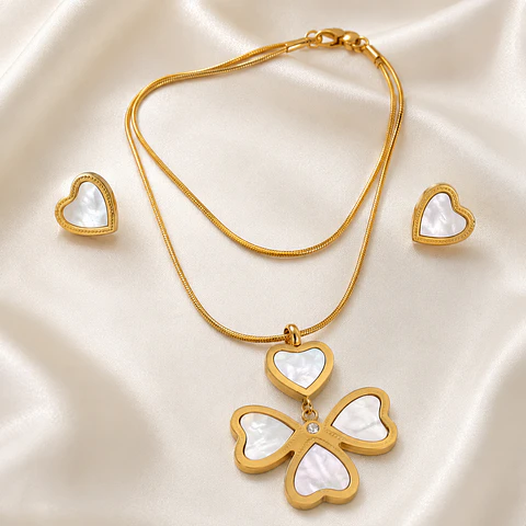 Set Collar + Aros Corazones