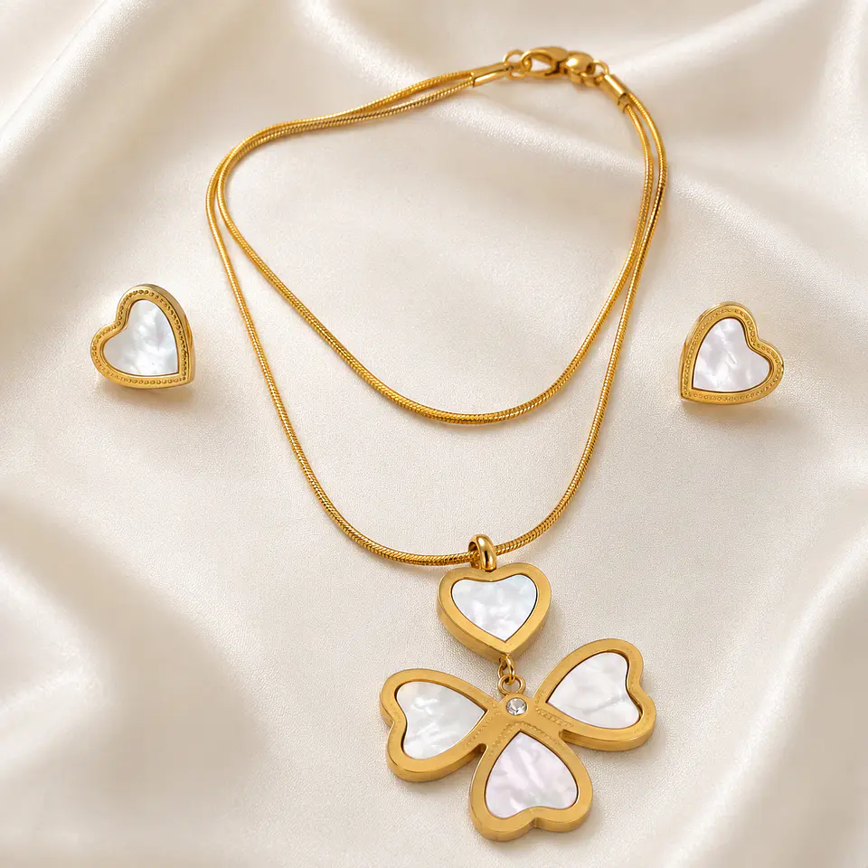 Set Collar + Aros Corazones 1