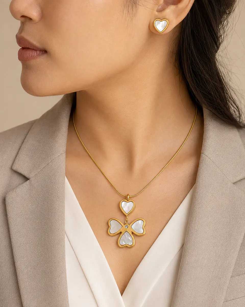 Set Collar + Aros Corazones 3