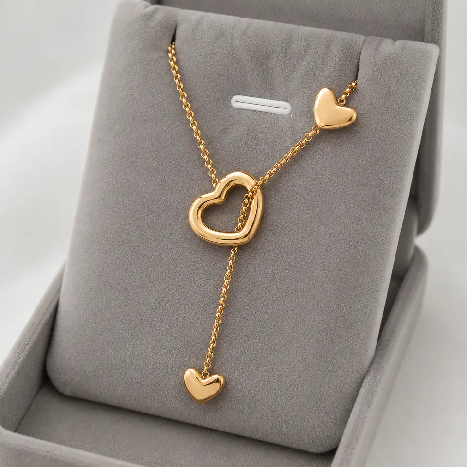 Collar Corazones Dorado 2