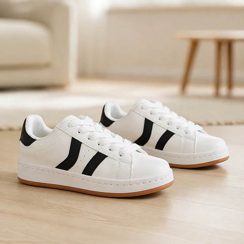 Zapatilla Urbana  Blanco & Negro Kiara