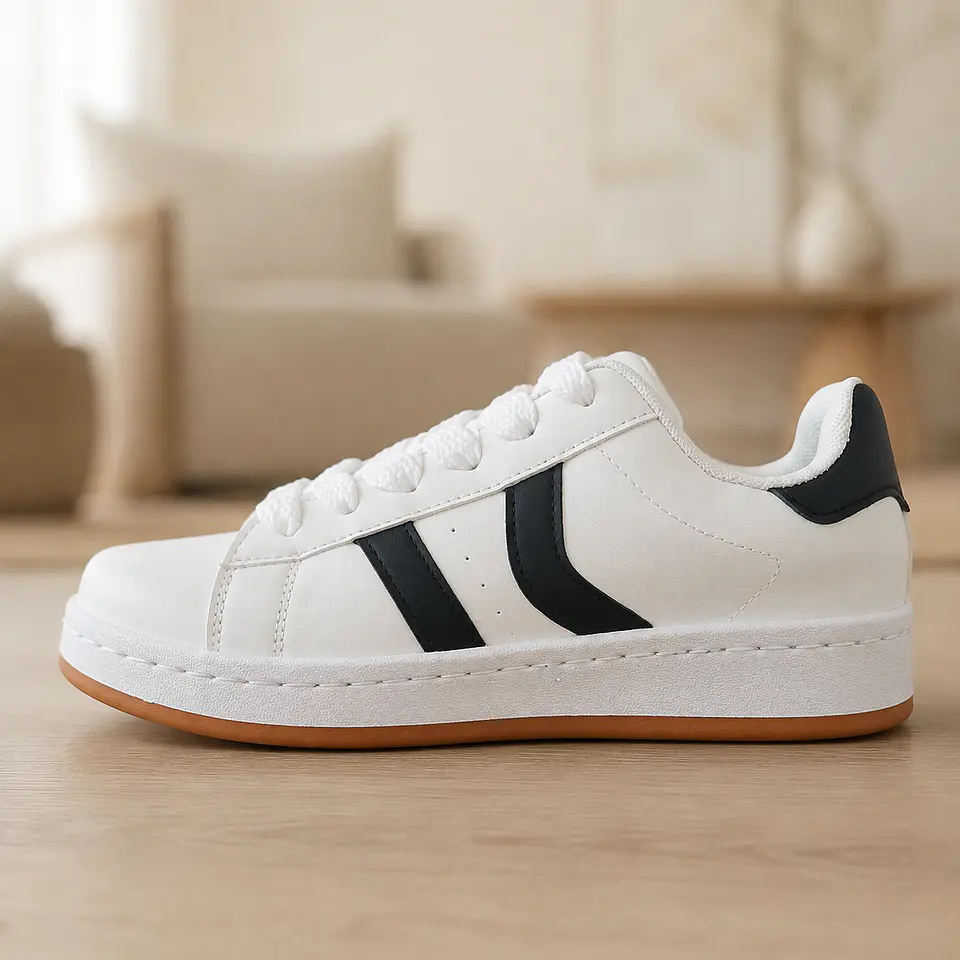 Zapatilla Urbana  Blanco & Negro Kiara 3