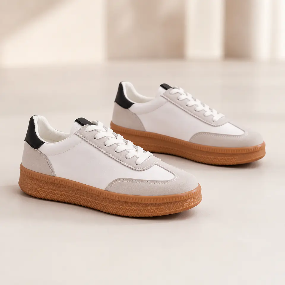 Zapatilla Urbana Blanca con Detalles Gris y Negro 2