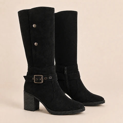 Bota Convertible Gamuzada Negra