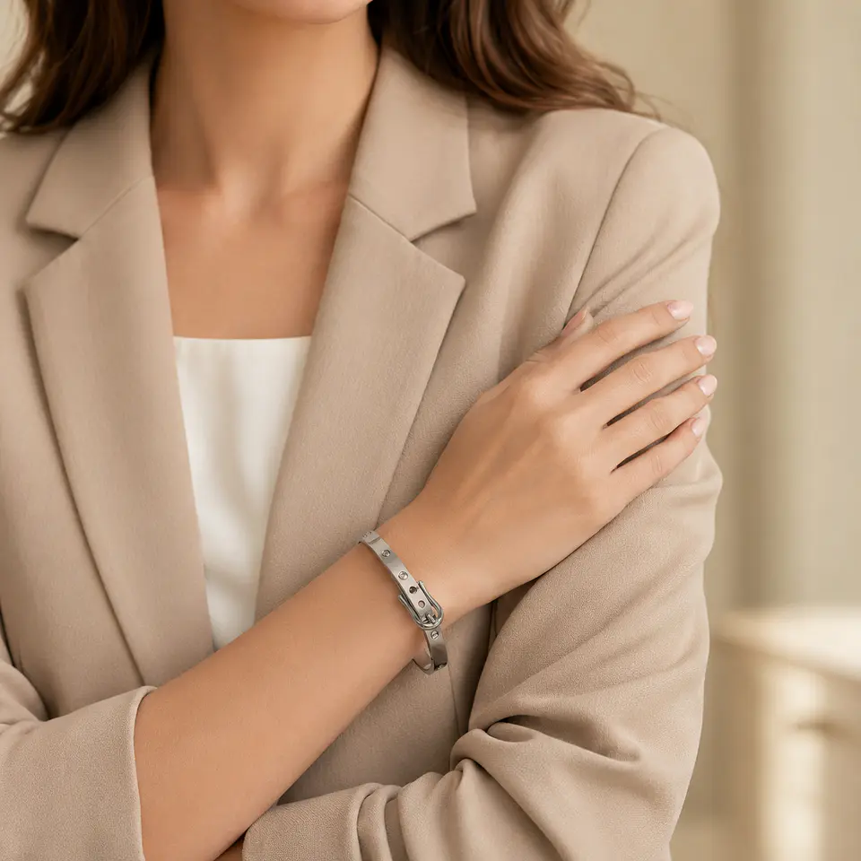 Pulsera Plateada Hebilla 4