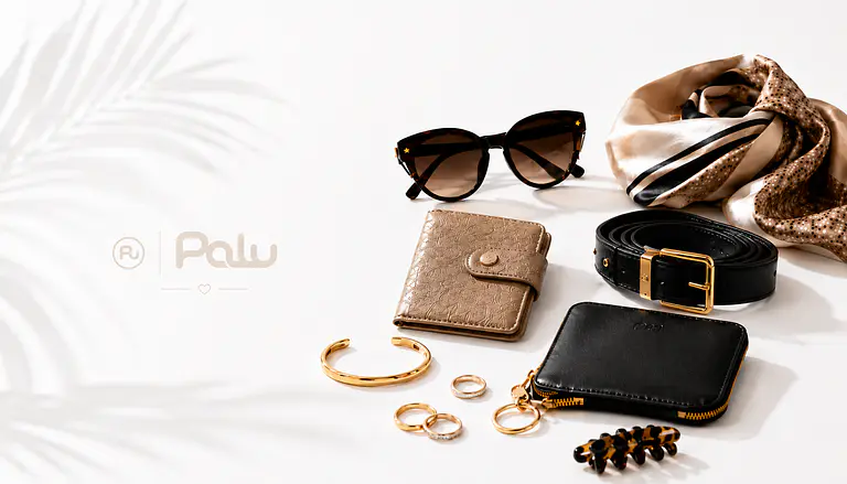 Accesorios femeninos Palu con lentes, pañuelo, cinturón y billeteras