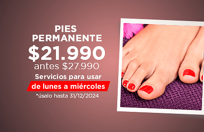 Pies de Lujo Esmalte Sin Restricciones de Colores. (Lunes a Miercoles)