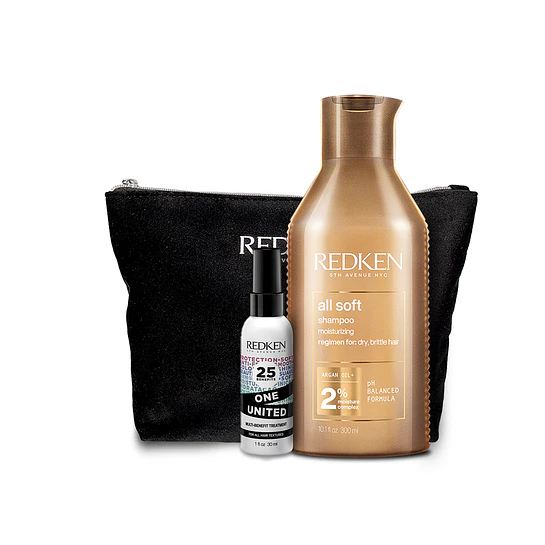 Pack All Soft Shampoo 300ml + One United 30ml + Cosmetiquero Redken Edición Día de la Madre 2026 1