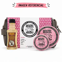 Set Reuzel Pomada Pink 113g + 35g + Shampoo 100ml + Colonia + Bolso