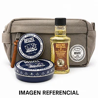 Set Travel Bag Fiber Pomada 113g + 35g + Shampoo 100ml Reuzel