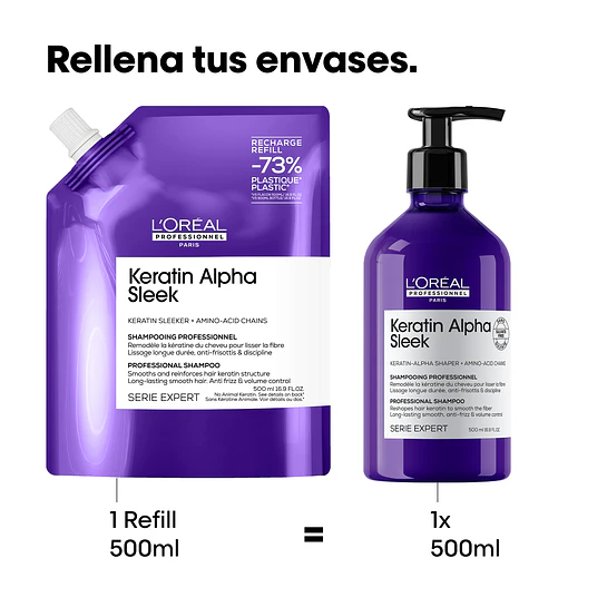 Recarga Shampoo Keratin Alpha Sleek 500 ml L'Oréal Professionnel 4