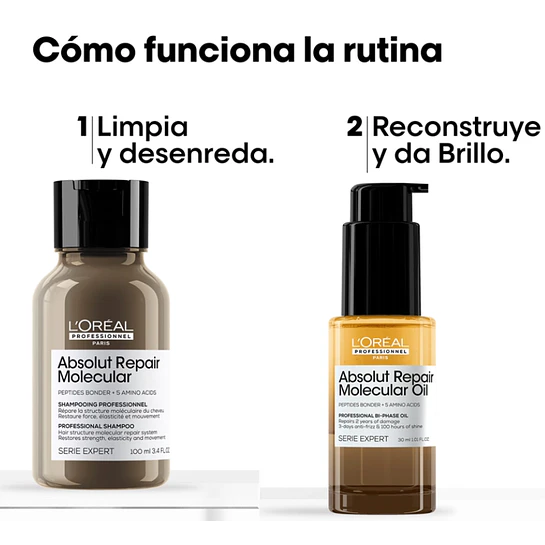 Mini Duo Absolut Repair Molecular Shampoo 100ml + Aceite 30ml L'Oréal Professionnel 4