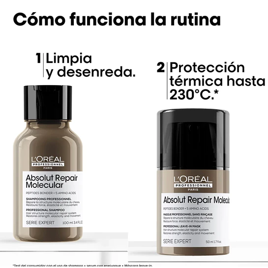 Mini Duo Absolut Repair Molecular Shampoo 100ml + Máscara 50ml L'Oréal Professionnel 3