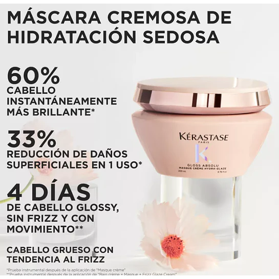 Máscara hidratante e iluminadora Masque Crème Hydra-Glaze Gloss Absolu 200ml Kérastase 3
