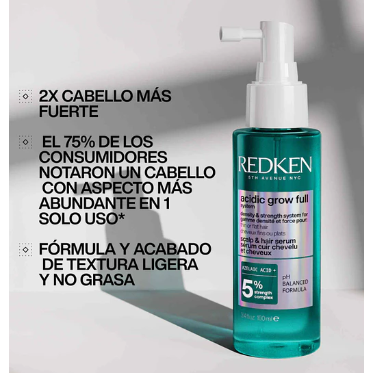 Sérum densificante para cuero cabelludo y cabello Acidic Grow Full 100ml Redken 2