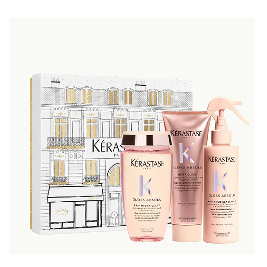 Cofre anti-frizz Gloss Absolu Bain Hydra-Glaze 250ml + Insta Glaze 250ml + Glaze Milk Kérastase