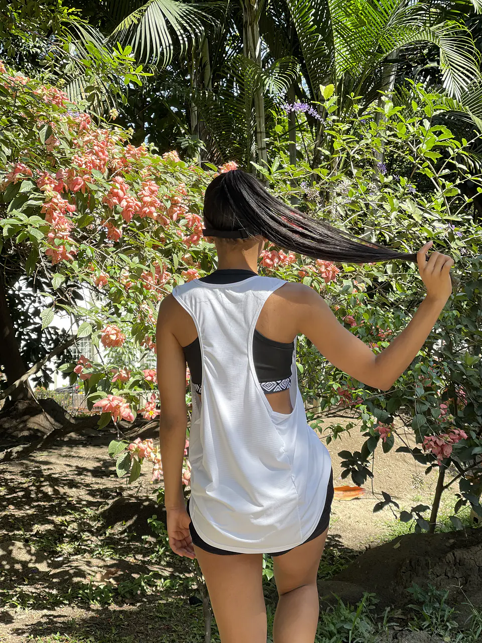 Camiseta runner blanca tela filtro UV  2