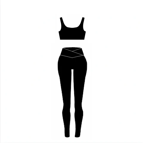 set leggins cruzado negro brillante 