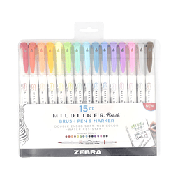 SET 15 - MILDLINER BRUSH ZEBRA (BRUSHPEN DOBLE PUNTA)