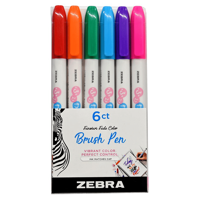 SET 6 -  Funwari Brush Pen ZEBRA  (PUNTA FUDE)