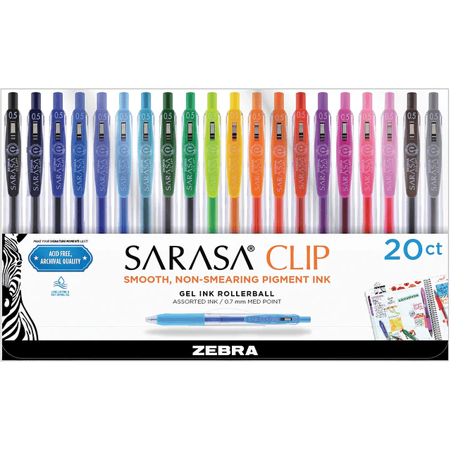 Lapices gel rollerbal sarasa clip set 20 