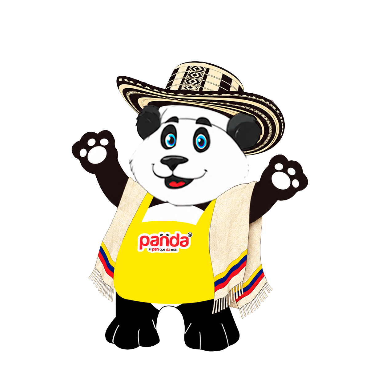 Oso Panda con poncho y sombrero vueltiao