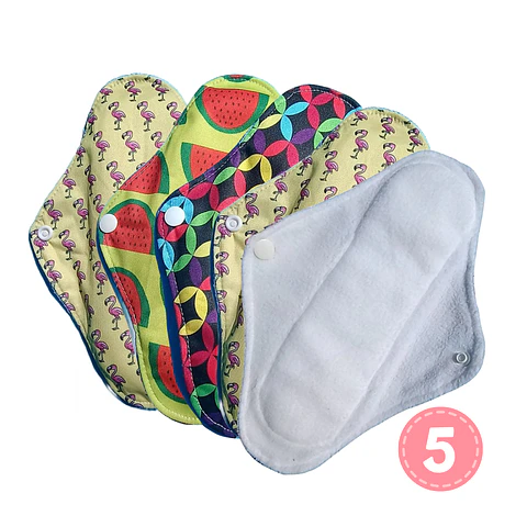 Pack 5 Toallas Higiénicas Reutilizables con Alas – Flujo Normal