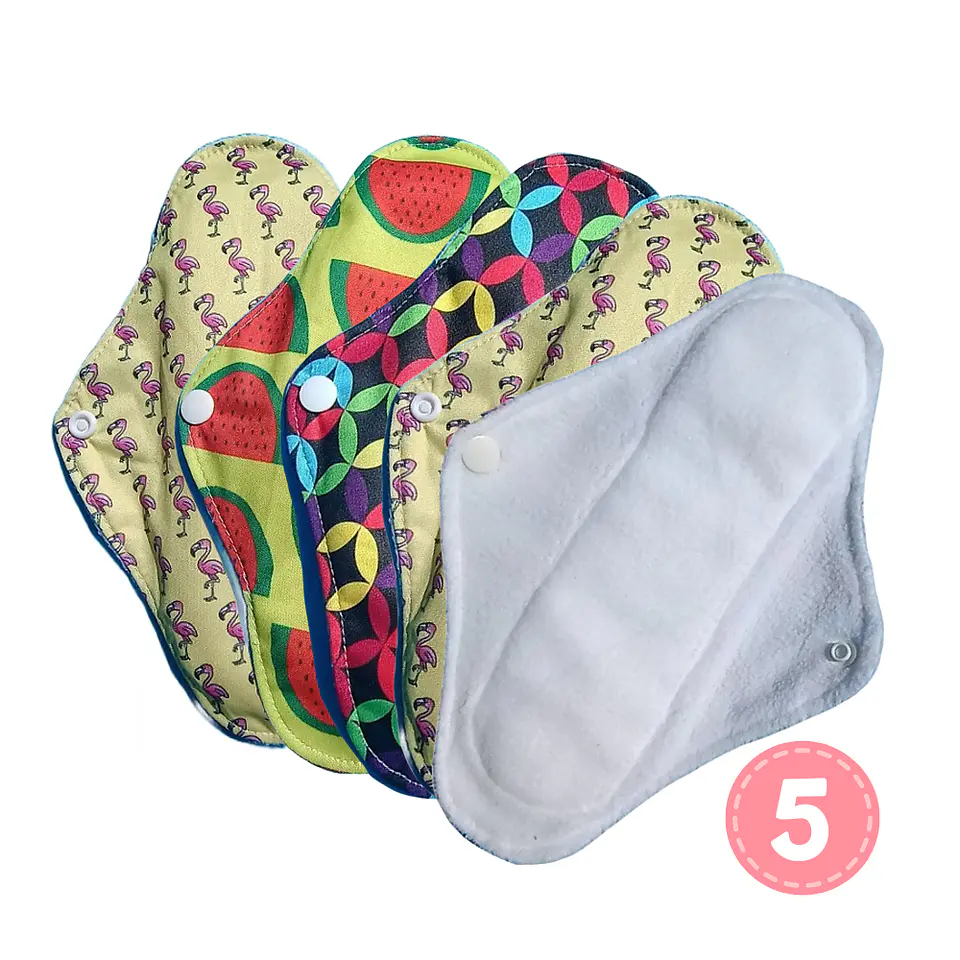 Pack 5 Toallas Higiénicas Reutilizables con Alas – Flujo Normal 1