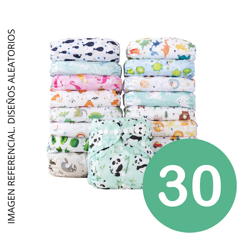 Pack Mayorista 30 Pañales de Tela de Bolsillo Unitalla – Siempre Seco 1