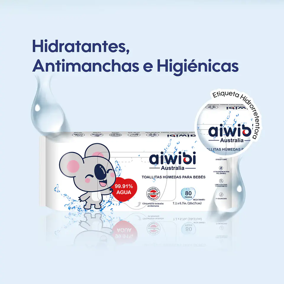 TOALLITAS HUMEDAS AIWIBI AGUA 80 - 12 UNIDADES 4