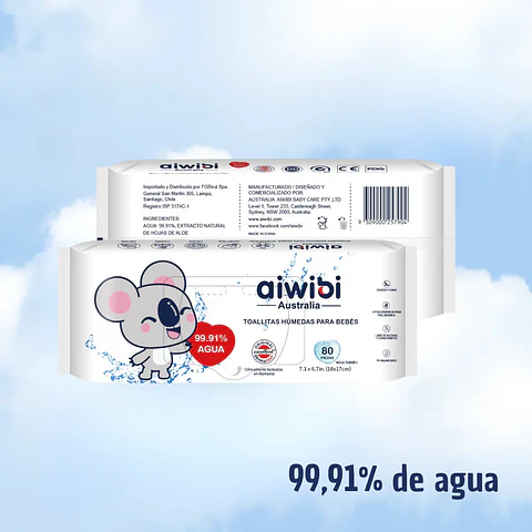 TOALLITAS HUMEDAS AIWIBI AGUA 80 - 1 UNIDAD 