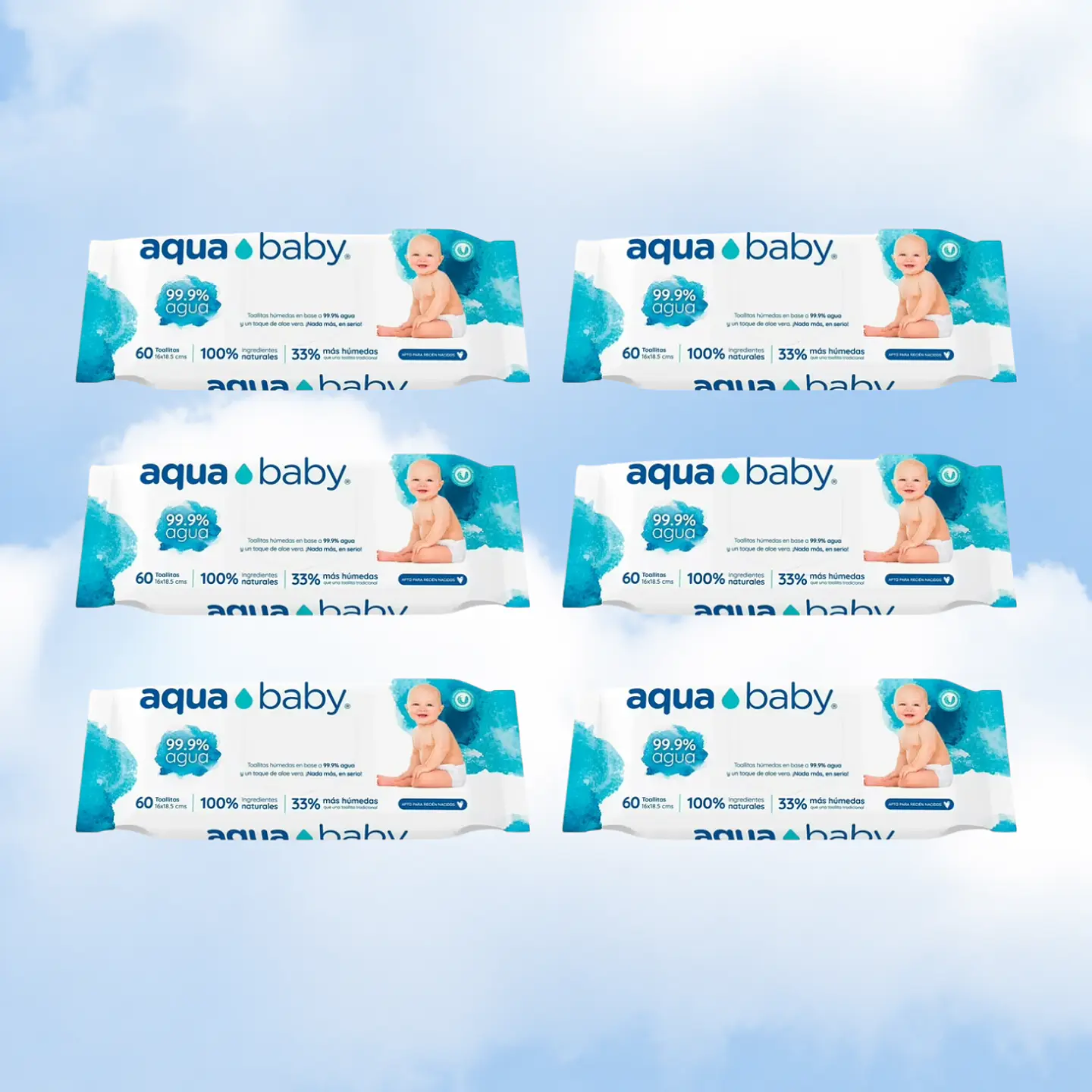 TOALLITAS HUMEDAS AQUA BABY 60 - 6 UNIDADES 1