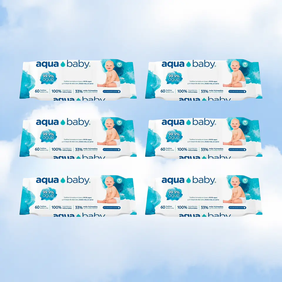 TOALLITAS HUMEDAS AQUA BABY 60 - 6 UNIDADES 1