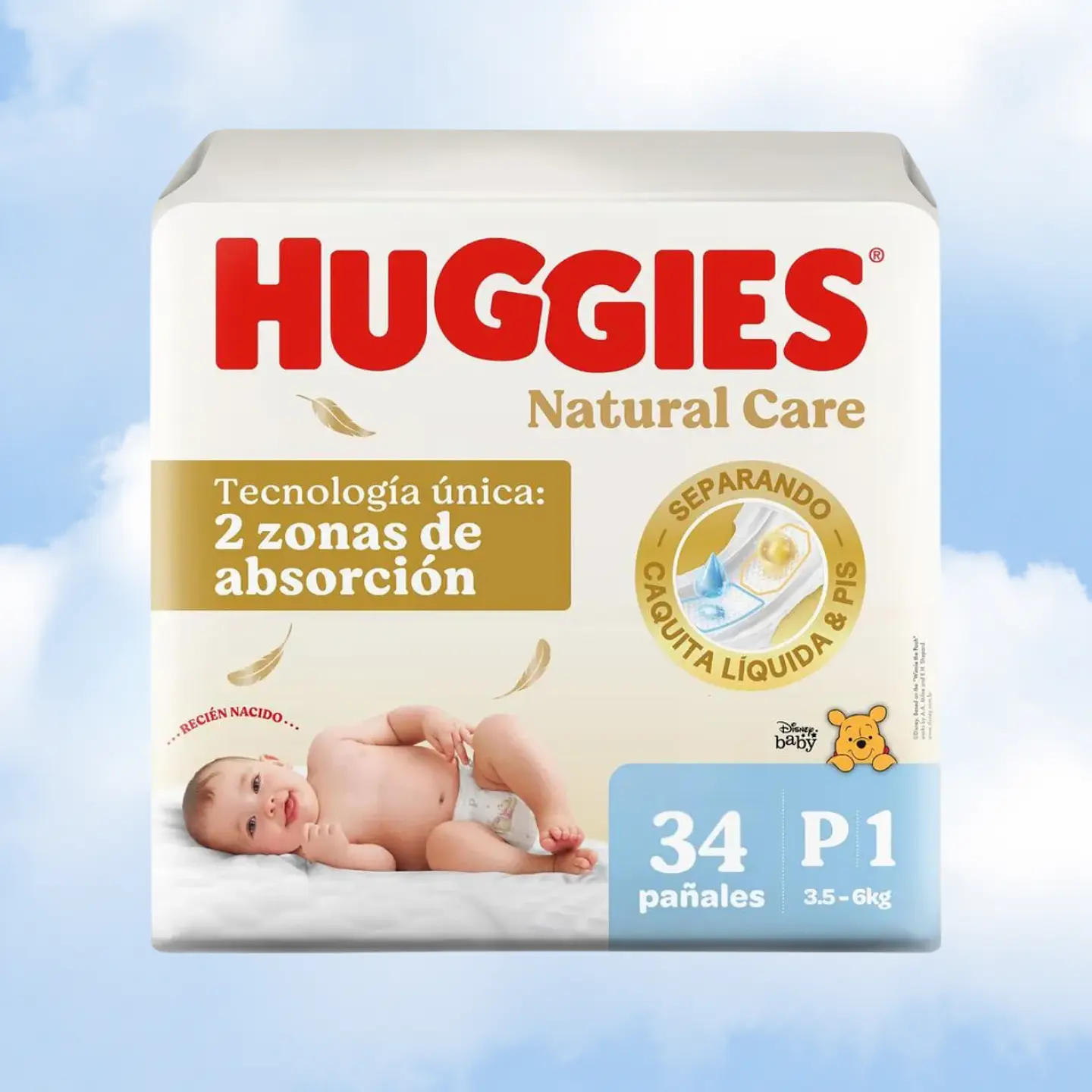 HUGGIES NATURAL CARE TALLA P -  34 UNIDADES 1