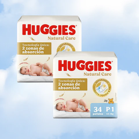 HUGGIES NATURAL CARE TALLA P - 68 UNIDADES