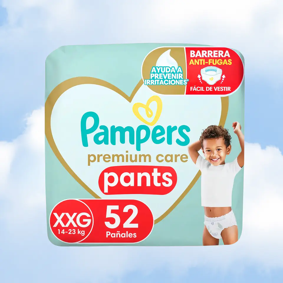 PAMPERS PREMIUM CARE PANTS TALLA XXG - 52 UNIDADES 1