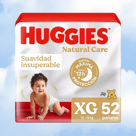 HUGGIES NATURAL CARE TALLA XG - 52 UNIDADES