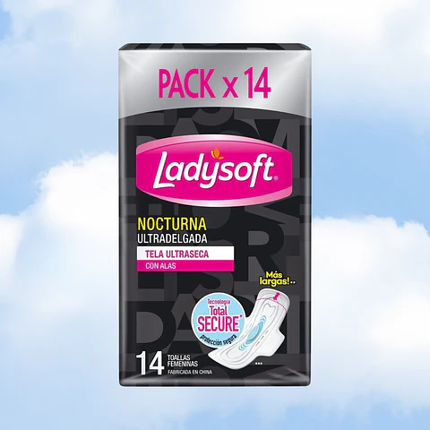 LADYSOFT TOALLA ULTRADELGADA NOCTURNA - 16 UNIDADES