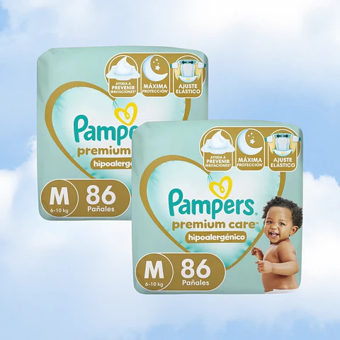 PAMPERS PREMIUM CARE TALLA M - 172 UNIDADES